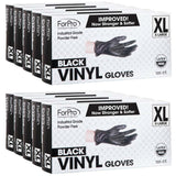 ForPro Professional Collection Disposable Vinyl Gloves, Black, Industrial Grade, Powder-Free, Latex-Free, Non-Sterile, Food Safe