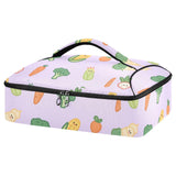 SyXIOP Insulated Casserole Carrier Bag Purple Cartoon Vegetables