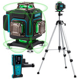 KEZERS Laser Level Set with Receiver,4 x360 Self Leveling Laser Level with Tripod and Grade Rod for Construction,Home Renovation