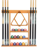 Flintar Premium Billiard Cue Rack, Solid Oak Hardwood, Direct Wall Mounting