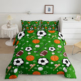 Feelyou Sports Theme Bedding Set Twin Size Basketball Football Baseball Hockey Comforter Set for Kids Boys Girls Teens Toddler B