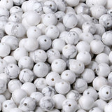 LAIDANLA White Howlite 8mm Natural Stone Beads Round Loose Gemstone Stone Beads for DIY Bracelet Necklace Earrings Jewelry Makin