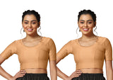 Toplot Cotton Blend Lycra Stretchable Readymade Blouses Pack Of 2 (Combo-5058-Crm-Crm-44),Cream-Cream,44,B0CV59LG75