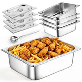 APREUTY 4 Set 1/2 Half Size Hotel Pan with Lid, 4 Inch Deep Stainless Steel
