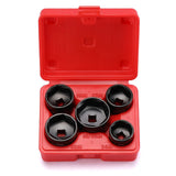 CASOMAN 5 Pieces 3/8 Drive Low Profile Oil Filter Socket Set, Oil Filter Cap Remover and Installer Tool Set, 6 Point, 24mm 27mm,