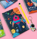 Le Delite Lock Diary For Kids/Space Astronaut Lock And Key Spiral Diary Notebook (1 Pcs) With Gel Pen And Keychain/School Diary