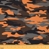 Camouflage Upholstery Fabric for Chairs, Orange Gray Army Camo Outdoor Fabric by The Yard, Farmhouse Geometric Pattern Decorativ