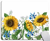 Sunflower Mouse pad, Yellow Sunflower with Green Leaves Yellow Mouse pad, Floral Rectangular Mouse Pad, Non-Slip Rubber MousePad
