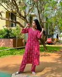 Gosriki Women'S Rayon Blend Straight Printed Kurta With Pant (Risto Pink-Vks01-Gs_L_Pink_Large),Pink,,B0DCKDVKK7