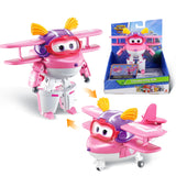 Super Wings Transformer Toys, 5 in Ellie Transforming Airplane Toys, 2-in-1 Mode Action Figures, Plane to Robot, Preschool Gift