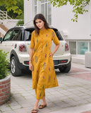 Anni Designer Women'S Rayon Viscose Printed A-Line Kurta With Pant (Barkat Yellow-Vks02_Xxl_Yellow_Xx-Large),Yellow,2XL,,,