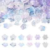 Magibeads 180Pcs Acrylic Flower Beads Caps for Jewelry Making Blue Theme AB Color Plated Floral Spacer Bead Bell Trumpet Lily En