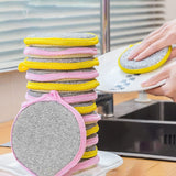 F4FIVE 2in1 Dishwashing Scrub Pad, Pack of 5 | DoubleSided Stainless Steel Wire Sponge with Soft Cleaning Cloth | Reusable Ki