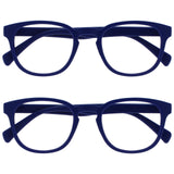 OPULIZE POP Reading Glasses for Women Men,Scratch Resistant Round Matt Frame with Spring Hinges, Blue +1.50 (Pack of 2)