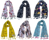 Fusfus WomenS Printed Chiffon Scarves And Stoles, Free Size(Multicolour, Fs2192) Pack Of 6 (Multicolor3)