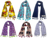 Fusfus WomenS Printed Chiffon Scarves And Stoles, Free Size(Multicolour, Fs871) Pack Of 6 (Multicolor2)