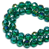 DIQIO 8mm Sparkle Faceted Round Crystal Beads (65-72pcs, Peacock Green)