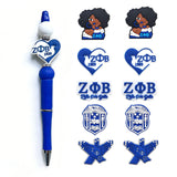 Zeta Beta Phi Sorority Themed Silicone Focal Beads Bulk for DIY Keychain Lanyard Pens Making Rubber Beads Kit Supplies (?F?)