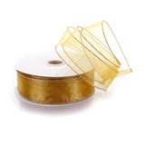Ribbon Traditions 1.5 Wired Sheer Organza Ribbon Old Gold 10 Yards