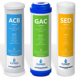 Express Water 6 Month Direct System Under Sink System Replacement Filter Set 3 Filters with Carbon (GAC, ACB) and Sediment (