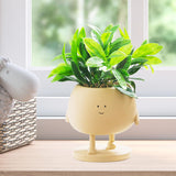 COTYNI Face Plant Pots, Succulent Pots, 4.5 Inch Head Planters for Indoor, Cute Resin Flower Pots with Drainage Hole, Unique Cactus Planter, Small Planter Pot for Mini Plant (1 Pack)