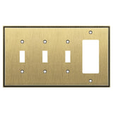 Henne Bery Soft Modern Decorative Wall Plate Switch Plate Outlet Cover (Triple Toggle/Single Decorator, Antique Brass)