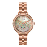Timex Analog Watch For Women With Multicolor Round Dial & Rose Gold Stainless Steel Bracelet Band Water Resistant Women'S Wrist