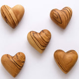 Zuluf Set of 5 Mini Olive Wood Hearts 1.25 Very Small Hand Carved Wooden Fidget Heart Keepsake Wedding Guest Book Favor Valentin