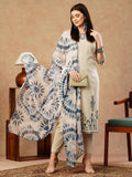 Anni Designer Women'S Cotton Blend Straight Embroidered Kurta With Pant & Dupatta (Bhavi Blue_Xl_Blue_X-Large),Blue,XL,,,