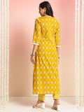 Anni Designer Women'S Rayon Viscose Straight Printed Kurta With Pant (Goyala Yellow_M_Yellow_Medium),Yellow,M,Rayon Blend,Classic,
