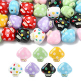 Ipotkitt 40 pcs 8 Colors Acrylic Mushroom Beads Forest Food Vegetable Loose Spacer Beads for DIY Crafts Jewelry Bracelet Necklac