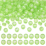 200pcs Transparent Acrylic Alphabet Letter Beads 7mm Flat Round Disc Coin A-Z White Letter Pattern Loose Spacer Beads Charms for