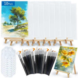 75pcs Canvas Aainting Board and Easel Set 6 * 8in Canvas Board with Wooden Easel ColorMixing Tray Brush Great for Beginners in