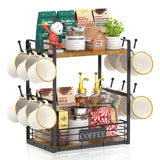EsLuker.ly Coffee Mug Cup Holder Tree Bar Station Organizer, 2 Tier Mug Stand Rack for Countertop Kitchen, Storage Tower Display