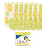 CELOX 6 Pack Dish Sponges, Non Scratch Sponge for Kitchen Cleaning, Lemon Printed Dual Sided Scrub Sponges