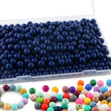 Sunrony 240Pcs 12mm Silicone Beads for Keychain Making, Round Silicone Beads for Pens and Necklace Bracelet Crafts Making(Navy B