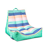Big Joe Captain's Float No Inflation Needed Pool Lounger, Rivera Stripe Turquoise Double Sided Mesh, Quick Draining Fabric, 3 fe
