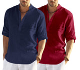 Bellstone Men'S Cotton Blend Solid Regular Dress Shirt (Kurta800_Combo_Navy Blue_Maroon_M