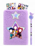 KPoppsz Demonney Hunterers Huntrixk Inspired A5 Fur Diary Combo Set For Girls | Soft Plush Journal With Glitter Gel Pen & 2 Sti