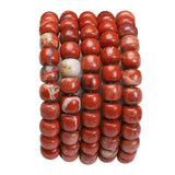 BEADIA Natural Redstone Flat Cut Round Drum Stone 8mmx7mm Loose Semi Gemstone Beads for Jewelry Making 38cm