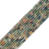 BEADIA Natural Moss Agate Tube Beads Cylinder 2x4mm 38cm/Strand Stone Beads for Jewelry Making