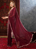 Gosriki Women'S Cotton Blend Straight Printed Kurta With Pant & Dupatta (Ramna Wine-Jl-Gs_M_Wine_Medium),Wine,,B0D73XXNGF