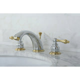 Kingston Brass Kb974Al Victorian Widespread Lavatory Faucet With Metal Lever Handle, Polished Chrome And Polished Brass,8-Inch A