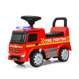 GLACER Ride on Fire Truck, Licensed Mercedes Benz Sliding Walking Car for Toddlers w/Horn, Music, Lights, Under Seat Storage, Fo
