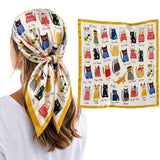 Xoiped Silk Head Scarf For Women, Square Hair Wrap Bandana Silk Feel Printed Fashion Scarf For Hair Styling, Head Wrap, Neck & T