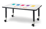 JontiCraft Berries Rectangle Dry Erase Table, MHeight (2031 Adjustable Height, Mobile), 48 x 30, WritenWipe/Black/Black