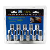 Cal Hawk Tools ASSHB12M 3/8 Drive Metric Hex Bit Socket Set (12 Piece)