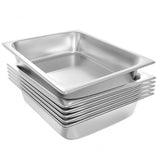 EGGKITPO 6-Pack 1/2 Size Stainless Steel Catering Pan, 2.5 Inch Deep Hotel Pan for Restaurant, Buffet, Party Supplies