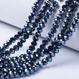 10 Strands Briolette Faceted Rondelle Glass Beads 6x5mm Electroplate Glass Opaque Pearl Luster Plated Tiny Loose Beads 870pcs fo