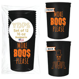More Boos Please Halloween Cups For Adults, Set of 12 Party Cups, 16 Oz Each Reusable Plastic Cup, Halloween Party Favors For Ad